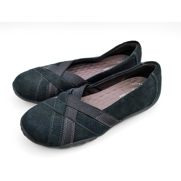 Clarks Black Suede Haley Jay Comfort Flats Size 7.5 Women's Medium - Picture 1 of 9